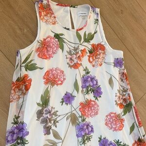 Calvin Klein  Floral Dress - Orange, Purple, Green on White